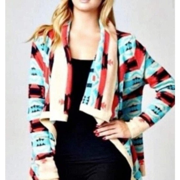 Anthropologie Moon Collection Aztec Drape Cardigan Size Small - Picture 4 of 10
